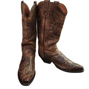 Dan Post Sidewinder womens tan madcat leather snip-toe DP3422 Sz 8.5 Sequins